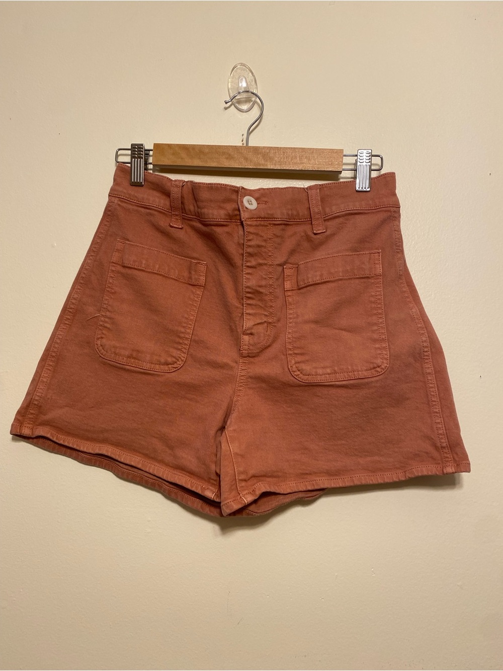 Madewell High-Waist Rust Orange Patch-Pocket Emmy Shorts. Size 27 . Style NO511